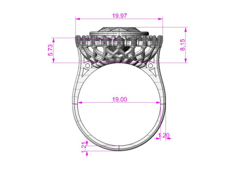 Printable STL jewelry engagement ring gem oval 140x120mm 878ct Modelo de Impressão 3D