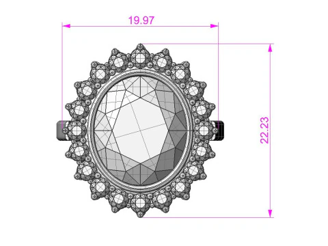 Printable STL jewelry engagement ring gem oval 140x120mm 878ct 3D Print Model