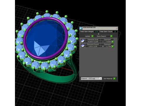 Printable STL jewelry engagement ring gem oval 140x120mm 878ct 3D Print Model