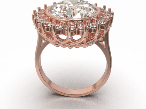 Printable STL jewelry engagement ring gem oval 140x120mm 878ct 3D Print Model