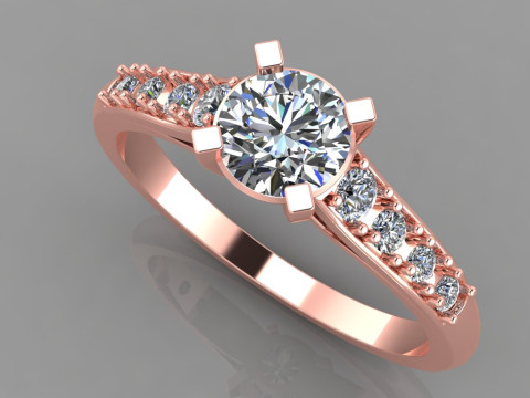 Jewelry engagement Ring 1 diamond 06ct and 8 diamonds 018ct 3D Print Model