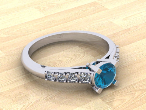 Jewelry engagement Ring 1 diamond 06ct and 8 diamonds 018ct 3D Print Model