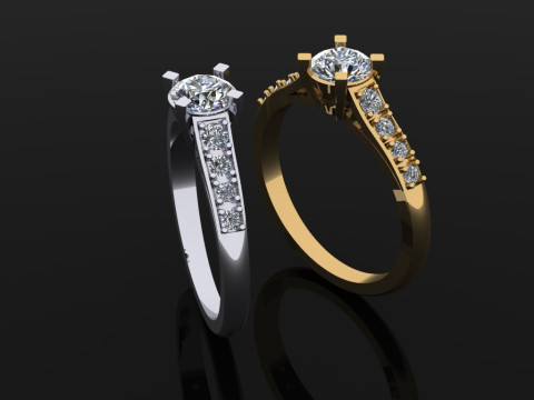 Jewelry engagement Ring 1 diamond 06ct and 8 diamonds 018ct 3D Print Model
