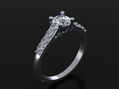 Jewelry engagement Ring 1 diamond 06ct and 8 diamonds 018ct 3D Print Model