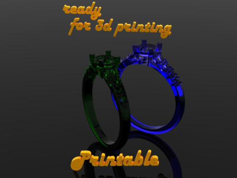 Jewelry engagement Ring 1 diamond 06ct and 8 diamonds 018ct 3D Print Model