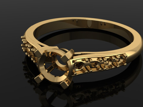 Jewelry engagement Ring 1 diamond 06ct and 8 diamonds 018ct 3D Print Model
