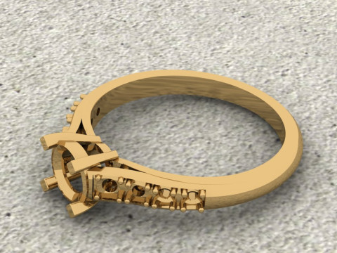 Jewelry engagement Ring 1 diamond 06ct and 8 diamonds 018ct 3D Print Model