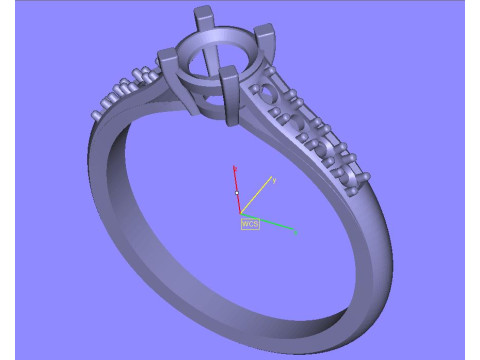 Jewelry engagement Ring 1 diamond 06ct and 8 diamonds 018ct 3D Print Model