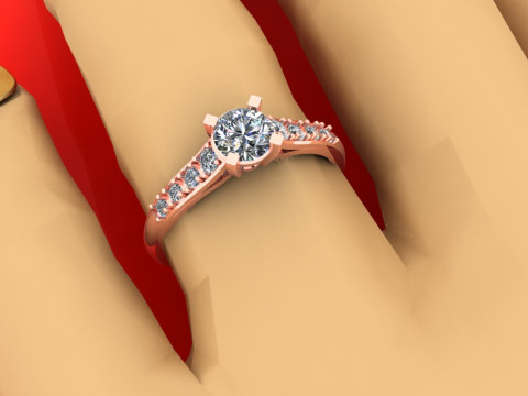 Jewelry engagement Ring 1 diamond 06ct and 8 diamonds 018ct 3D Print Model