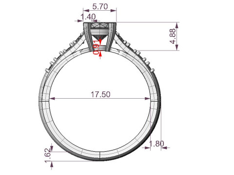 Jewelry engagement Ring 1 diamond 06ct and 8 diamonds 018ct 3D Print Model