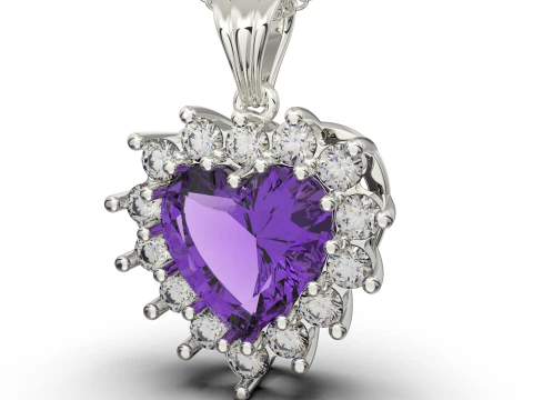 Ювелирный кулон STL с драгоценным камнем в форме сердца для печати 10х10 мм 376 карат 3D Принт Модель