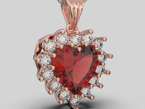 Printable STL jewelry pendant gem heart 10x10mm 376ct 3D Print Model
