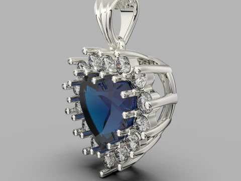 Printable STL jewelry pendant gem heart 10x10mm 376ct 3D Print Model