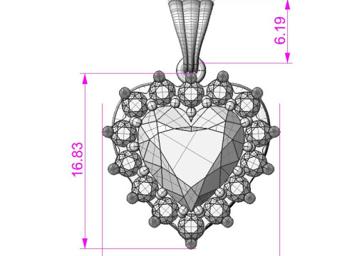 Printable STL jewelry pendant gem heart 10x10mm 376ct 3D Принт Модель