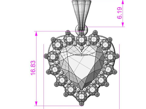 Printable STL jewelry pendant gem heart 10x10mm 376ct 3D Print Model