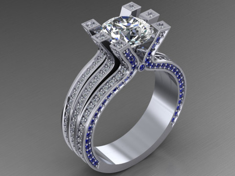 Engagement luxury Ring more than 2ct ready to print 3D Print Model