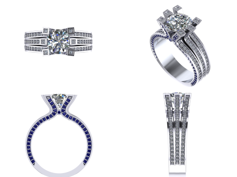 Engagement luxury Ring more than 2ct ready to print Model do druku 3D