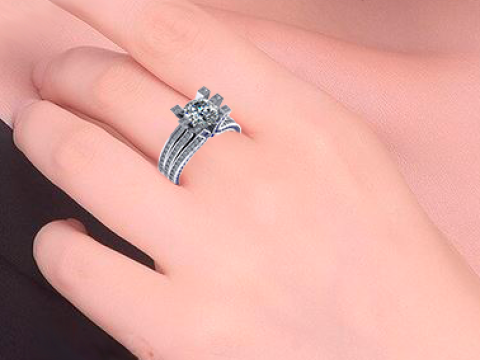 Engagement luxury Ring more than 2ct ready to print Model do druku 3D