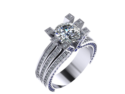 Engagement luxury Ring more than 2ct ready to print Model do druku 3D