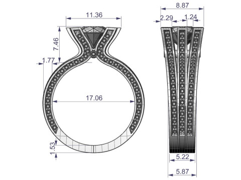Engagement luxury Ring more than 2ct ready to print Model do druku 3D