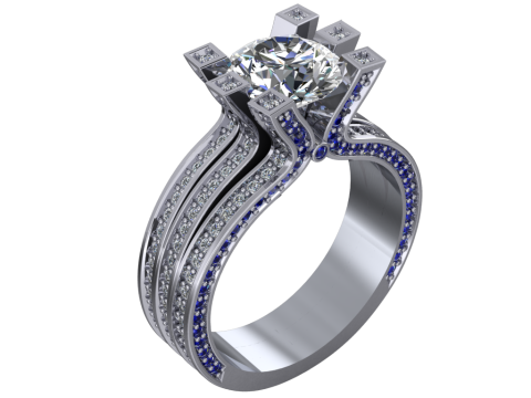 Engagement luxury Ring more than 2ct ready to print Model do druku 3D