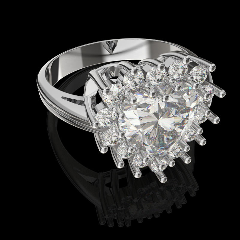 Printable STL jewelry engagement ring gem heart 10x10mm 458ct 3D प्रिंट मॉडल .c4d .max .obj .3ds .fbx .stl .blend 