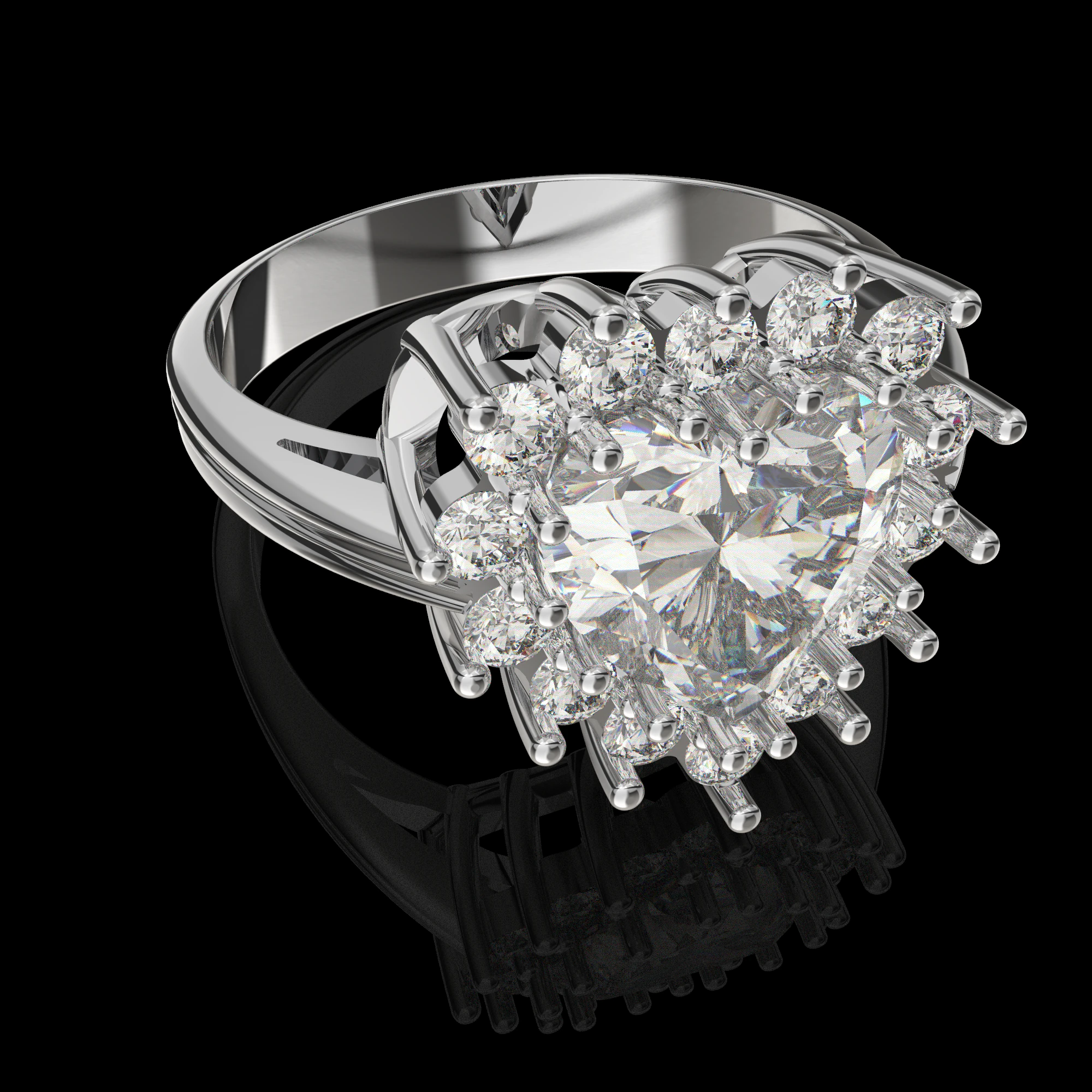 Printable STL jewelry engagement ring gem heart 10x10mm 458ct 3D Print Model .c4d .max .obj .3ds .fbx .stl .blend 
