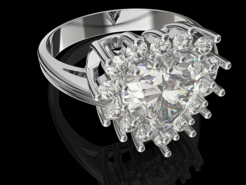Printable STL jewelry engagement ring gem heart 10x10mm 458ct Model do druku 3D
