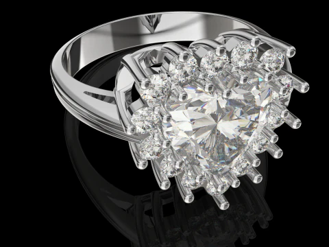 Printable STL jewelry engagement ring gem heart 10x10mm 458ct 3D Print Model