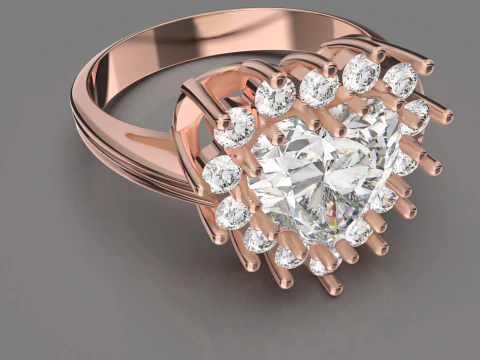 Printable STL jewelry engagement ring gem heart 10x10mm 458ct 3D Print Model
