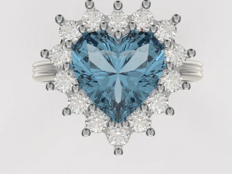 Printable STL jewelry engagement ring gem heart 10x10mm 458ct 3D Print Model