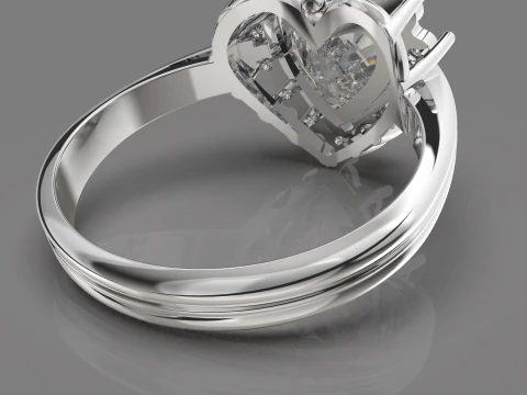 Printable STL jewelry engagement ring gem heart 10x10mm 458ct 3D Print Model