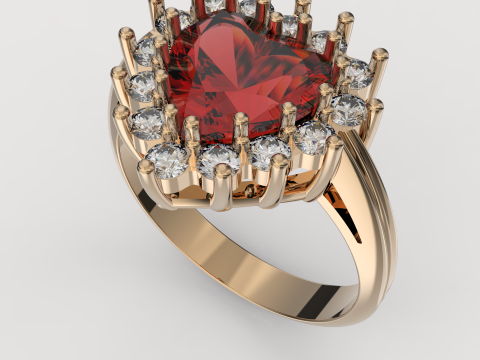 Printable STL jewelry engagement ring gem heart 10x10mm 458ct 3D प्रिंट मॉडल