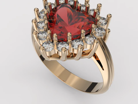 Printable STL jewelry engagement ring gem heart 10x10mm 458ct 3D Print Model