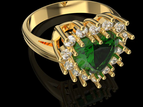 Printable STL jewelry engagement ring gem heart 10x10mm 458ct 3D Print Model