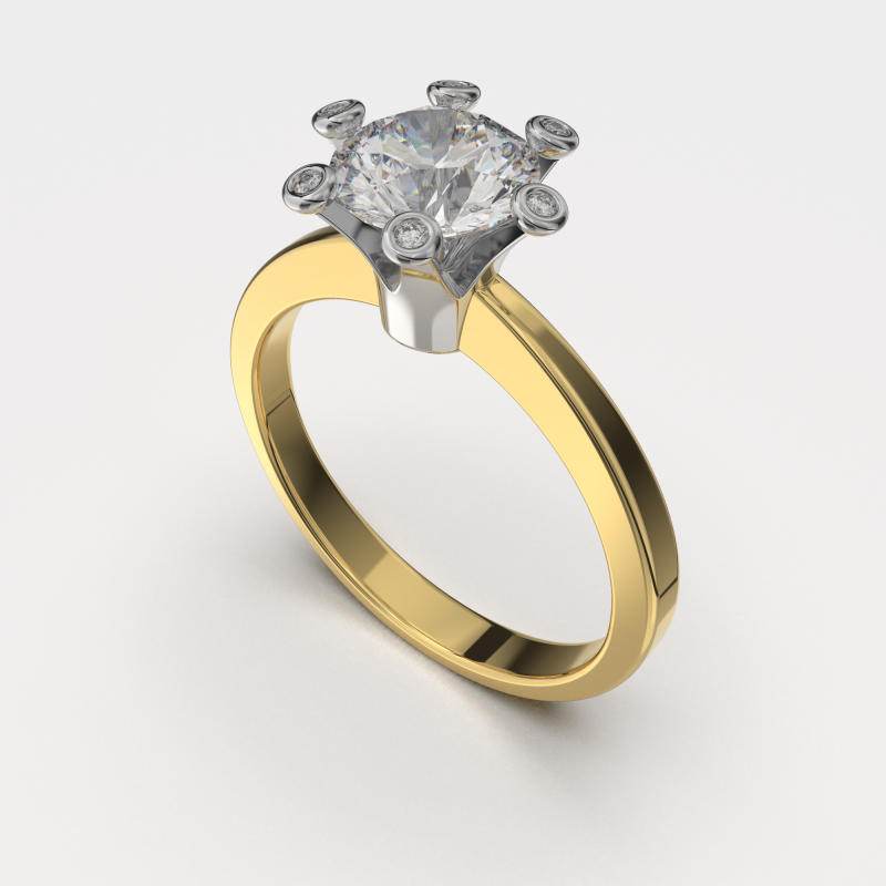Printable engagement SOL Ring The Crown 1ct Model do druku 3D .c4d .max .obj .3ds .fbx .stl .blend 