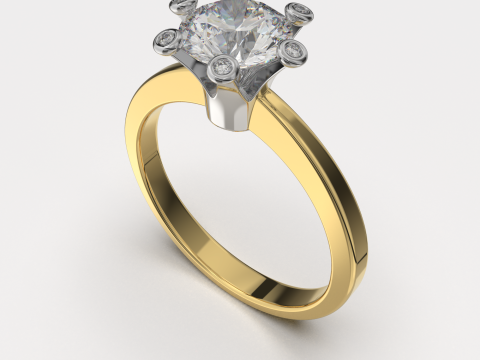 Printable engagement SOL Ring The Crown 1ct 3D Print Model
