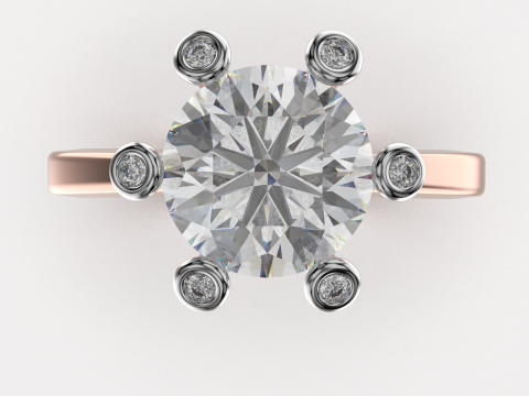 Printable engagement SOL Ring The Crown 1ct Model do druku 3D