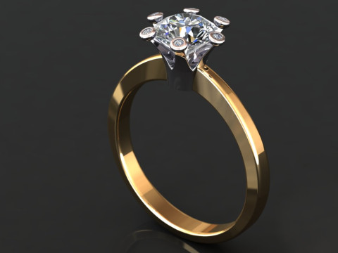 Printable engagement SOL Ring The Crown 1ct Model do druku 3D