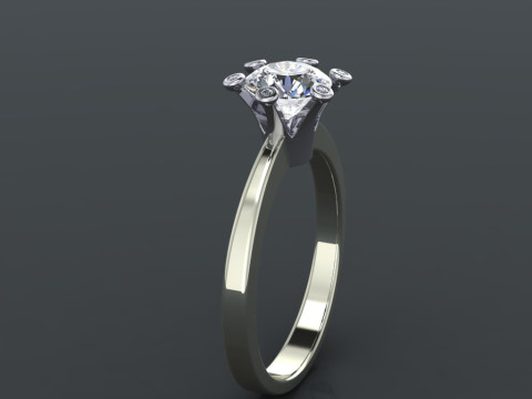 Printable engagement SOL Ring The Crown 1ct Model do druku 3D