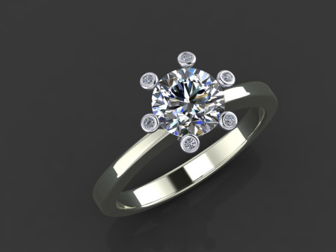 Printable engagement SOL Ring The Crown 1ct Model do druku 3D