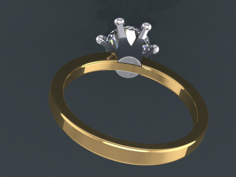 Printable engagement SOL Ring The Crown 1ct Model do druku 3D