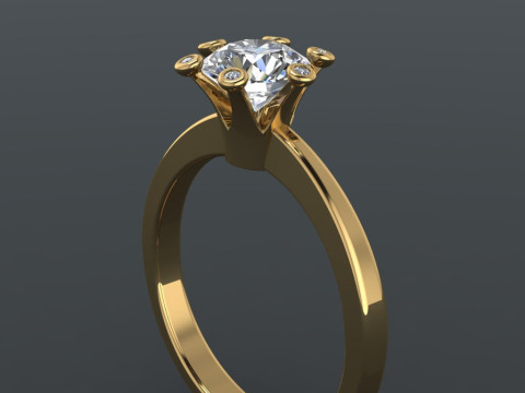 Printable engagement SOL Ring The Crown 1ct Model do druku 3D