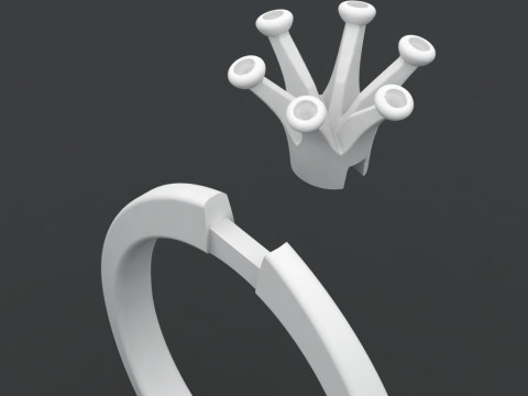 Printable engagement SOL Ring The Crown 1ct Model do druku 3D