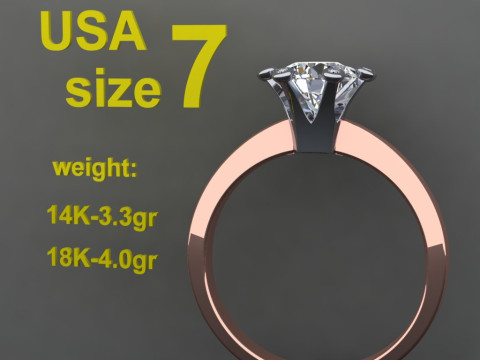 Printable engagement SOL Ring The Crown 1ct Model do druku 3D