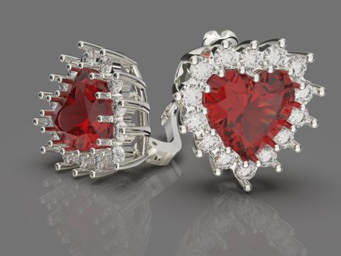 Printable STL jewelry earring gem heart 10x10mm 9ct Modelo de Impressão 3D