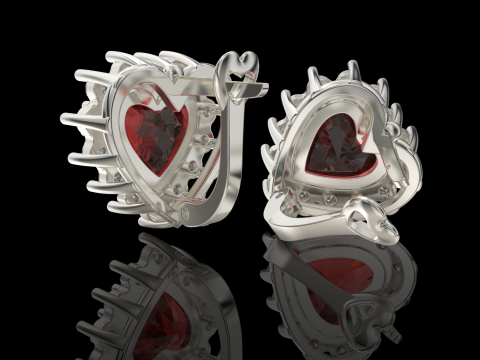 Printable STL jewelry earring gem heart 10x10mm 9ct Modelo de Impressão 3D