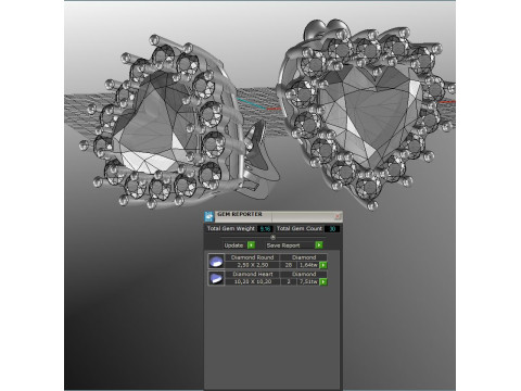 Printable STL jewelry earring gem heart 10x10mm 9ct Modelo de Impressão 3D