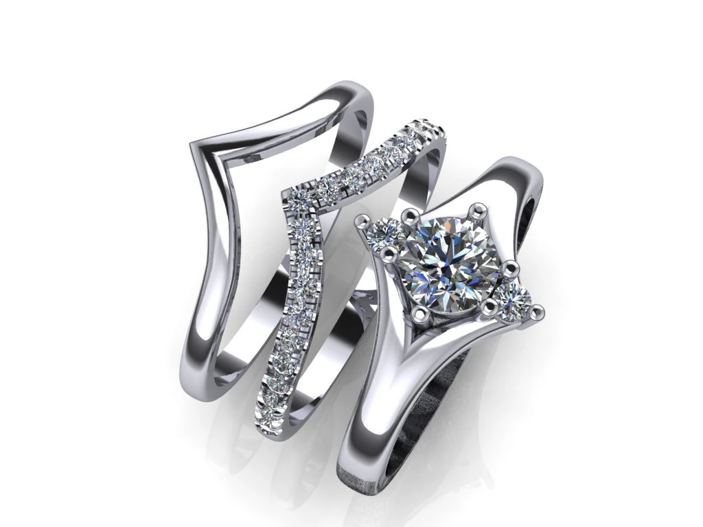 Printable STL jewelry engagement triple ring gems 07ct 3D Print Model .c4d .max .obj .3ds .fbx .stl .blend 