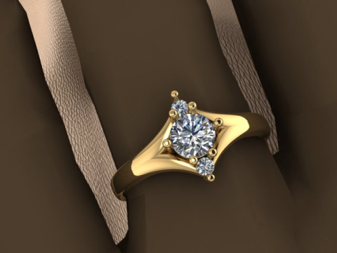 Printable STL jewelry engagement triple ring gems 07ct Model do druku 3D